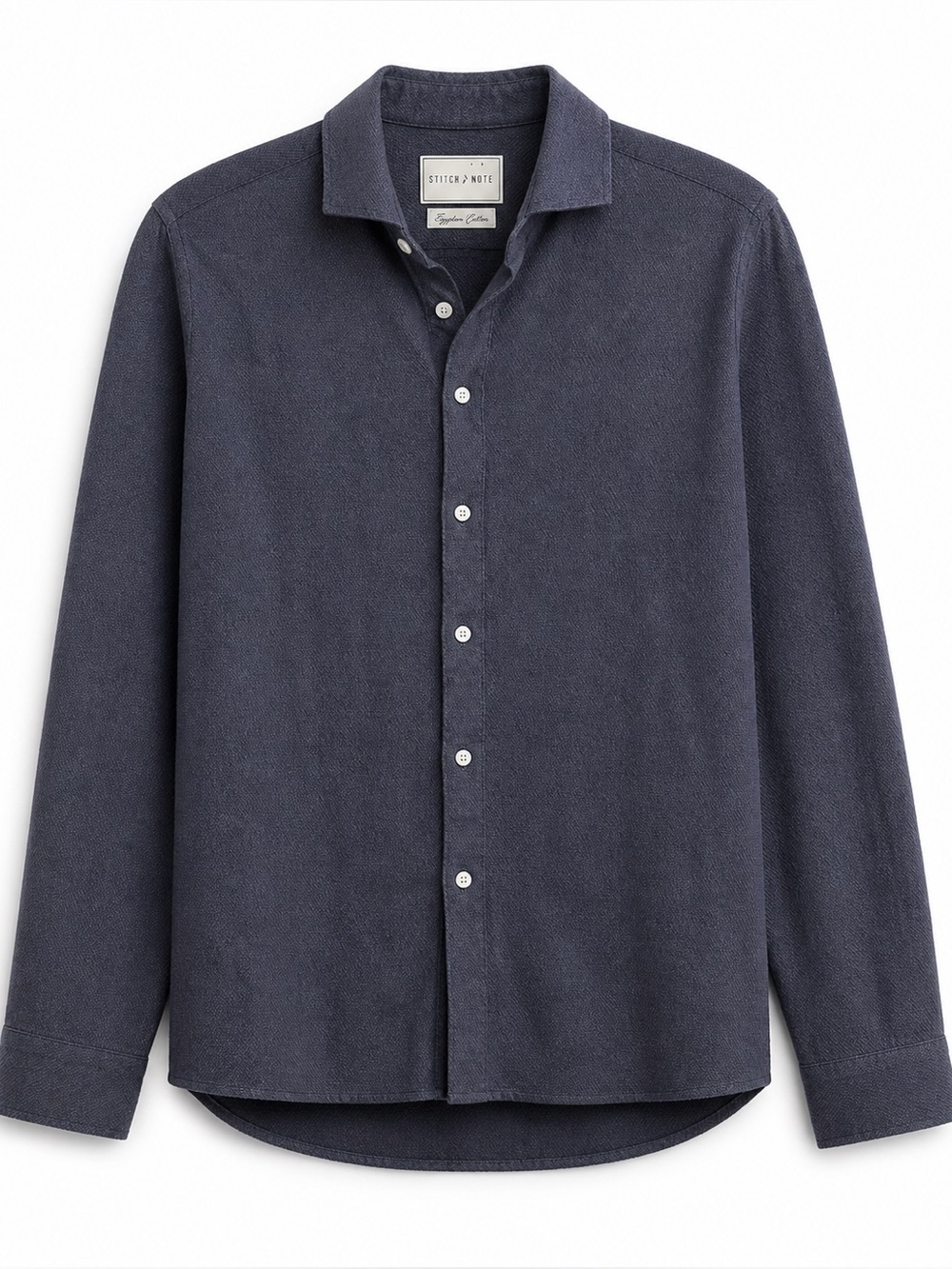 Stitch Note Shirt Large Egyptian Cotton Button‎ Down Dark Blue Long Sleeve
